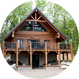 Log cabin home.