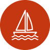 Boat on water icon. 