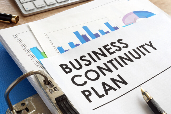A cover page of binder displaying the title Business Continuity Plan.