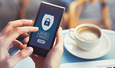 Person accessing their personal security app.