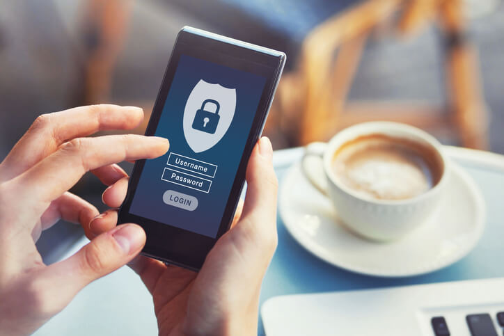 Person accessing their personal security app.