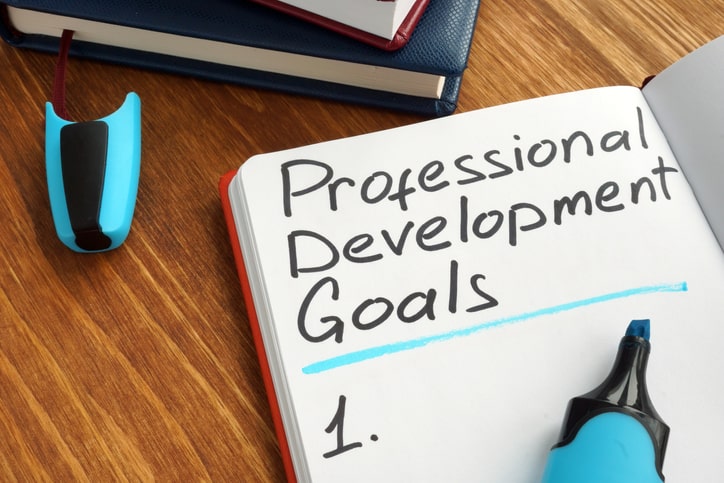 Notebook page with the heading Professional Development Goals.