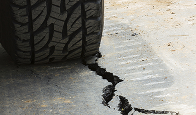 Road Damage due to earthquake . 