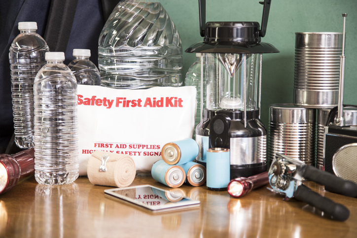 Essential emergency kit items for the car.