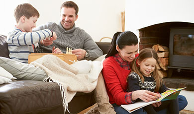 family inside home . 