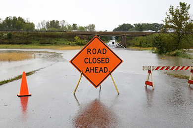 flooded road. 