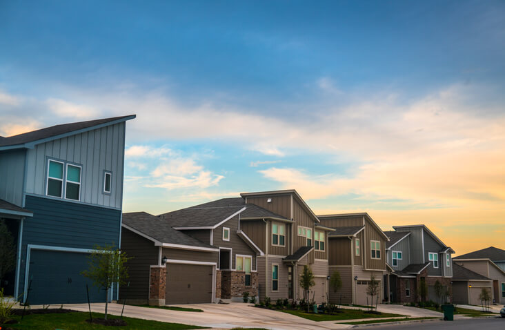 A view of a row of houses.