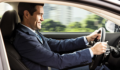 A man driving.