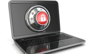 Laptop with a lock icon on the screen