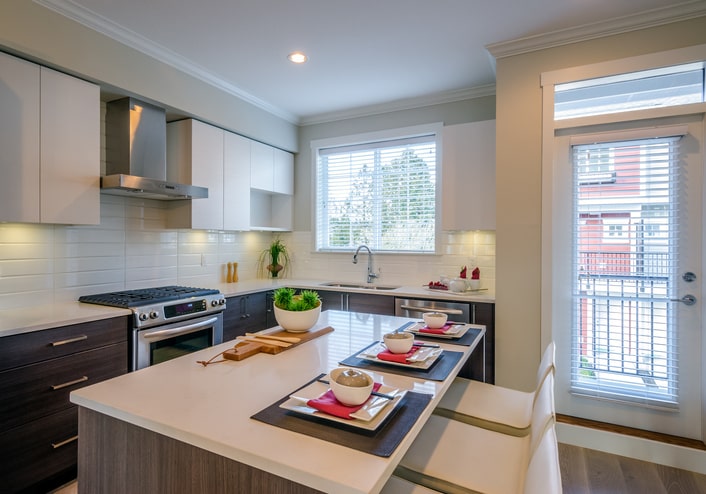 Kitchen view of a townhome.