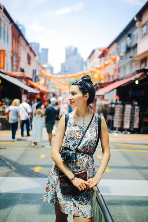 Woman looking at her surroundings. 
