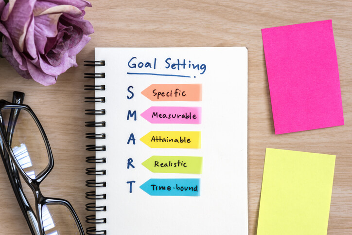 First page of a notepad with the title, Goal Setting.