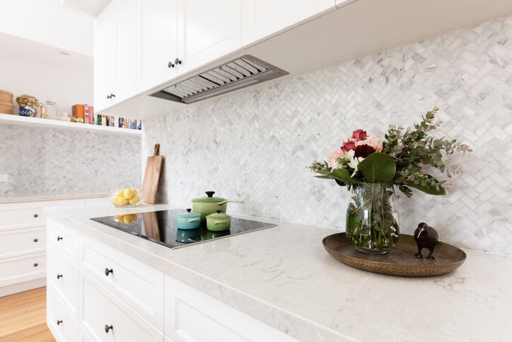 View of kitchen's stove-top area.