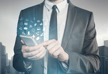 A man using his smart phone. 