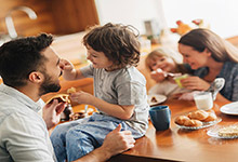 Family in the kitchen. 