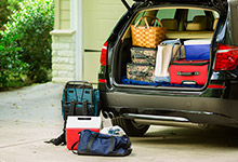 Packing up the van.