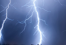 Lightning strikes.